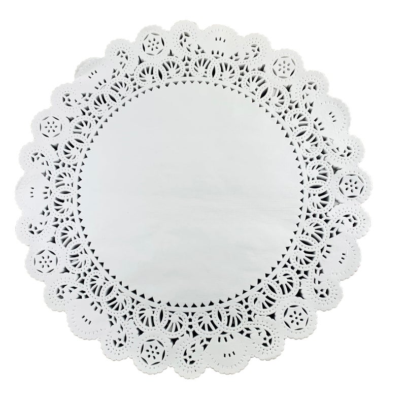 Worlds 50 Pack Round White Normandy paper Doilies Lace Paper Doiles 14" Inch - Image 1